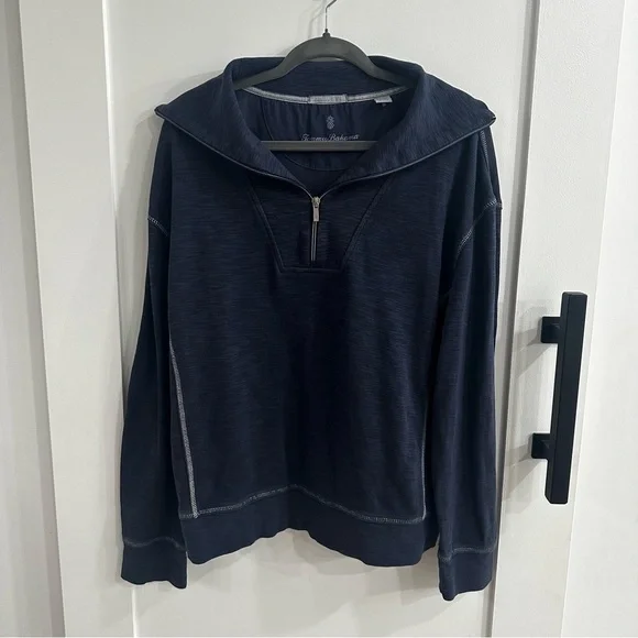 Tommy Bahama Tobago Bay 1/2 Zip Sweatshirt Women’s XL Navy w/white stitching - Picture 1 of 12